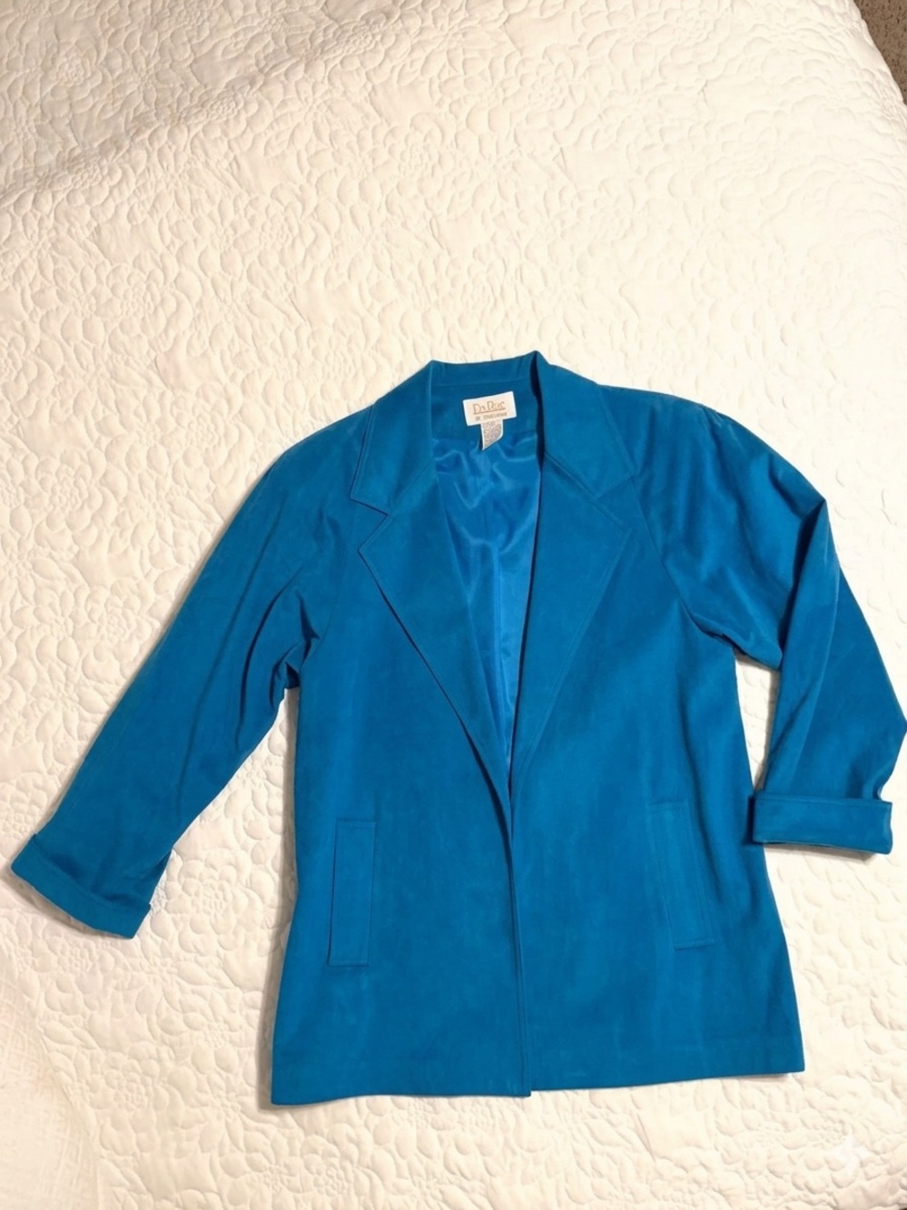 DaRue of California Vintage Ultrasuede Blazer Jacket Blue Size 8 Retro Chic
